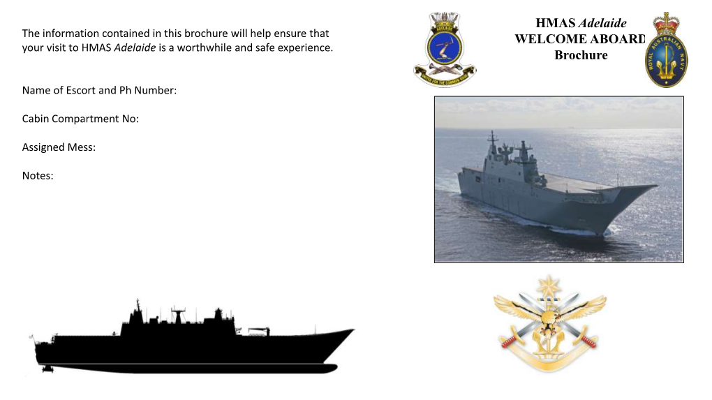 HMAS Adelaide WELCOME ABOARD Brochure