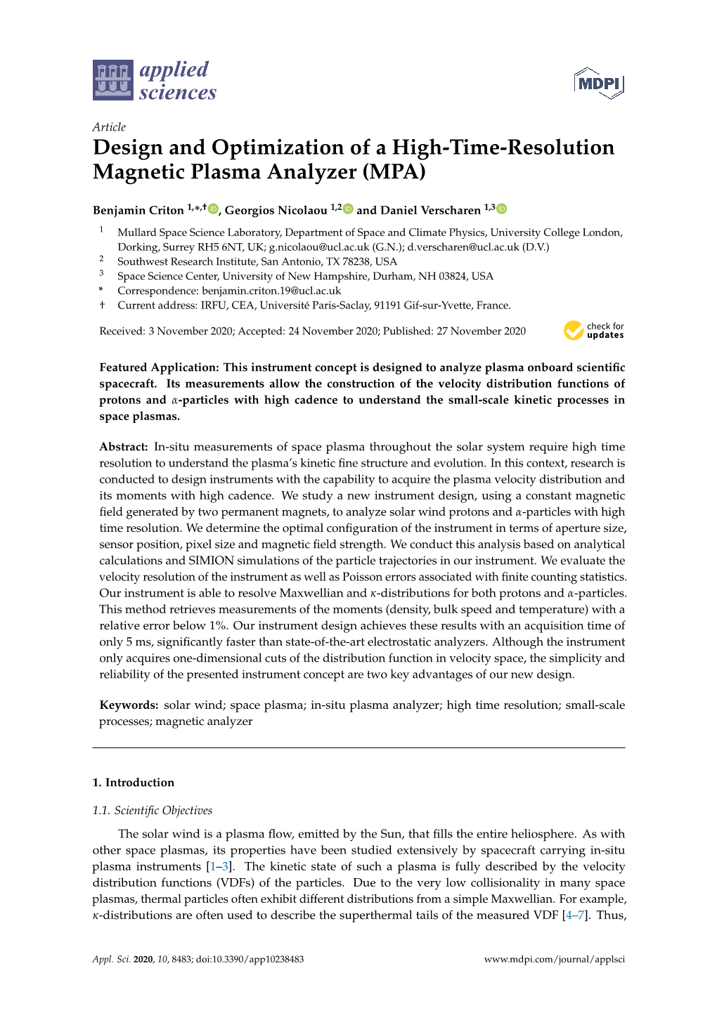 Design and Optimization of a High-Time-Resolution Magnetic Plasma Analyzer (MPA)