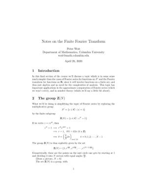 Notes on the Finite Fourier Transform