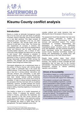 Kisumu County Conflict Analysis