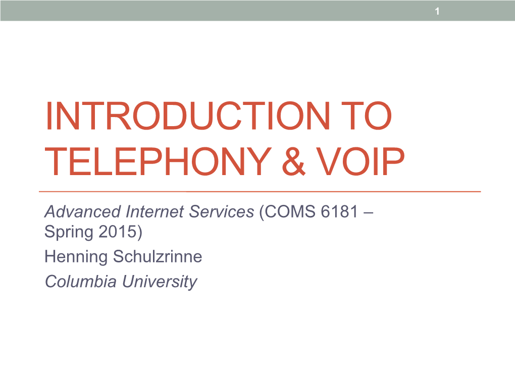 Introduction to Telephony & Voip