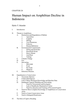 Human Impact on Amphibian Decline in Indonesia
