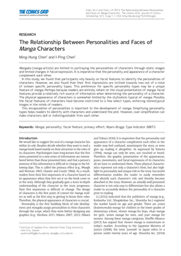 The Relationship Between Personalities and Faces of Manga Characters Ming-Hung Chen* and I-Ping Chen*