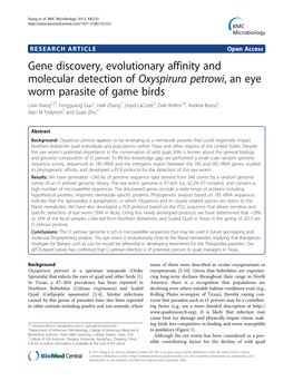 Gene Discovery, Evolutionary Affinity and Molecular Detection Of