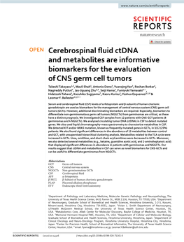 Cerebrospinal Fluid Ctdna and Metabolites Are Informative