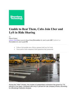 Unable to Beat Them, Cabs Join Uber and Lyft in Ride Sharing