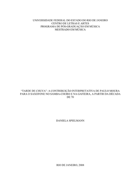 Universidade Federal Do Estado Do Rio De Janeiro Centro De Letras E Artes Programa De Pós-Graduação Em Música Mestrado Em Música