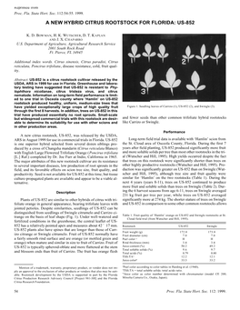 A New Hybrid Citrus Rootstock for Florida: Us-852