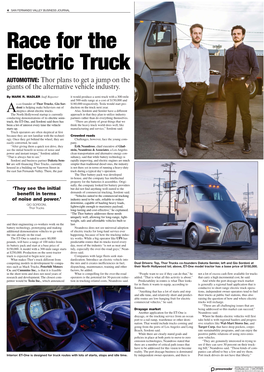 Race for the Electric Truck AUTOMOTIVE: Thor Plans to Get a Jump on the Giants of the Alternative Vehicle Industry
