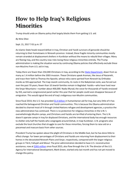 How to Help Iraq's Religious Minorities