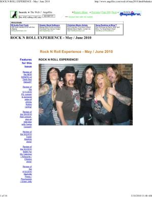 ROCK N ROLL EXPERIENCE - May / June 2010