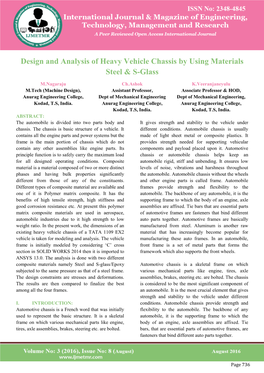 Design and Analysis of Heavy Vehicle Chassis by Using Materials Steel & S-Glass
