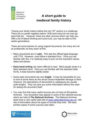 19 Medieval Family History