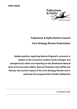 Folkestone & Hythe District Council Core Strategy Review Examination