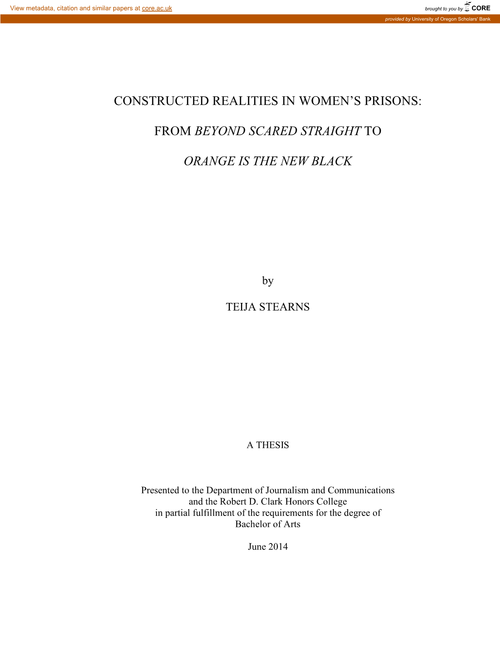 Constructed Realities in Women's Prisons: from 