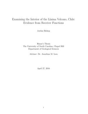 Examining the Interior of the Llaima Volcano, Chile: Evidence from Receiver Functions