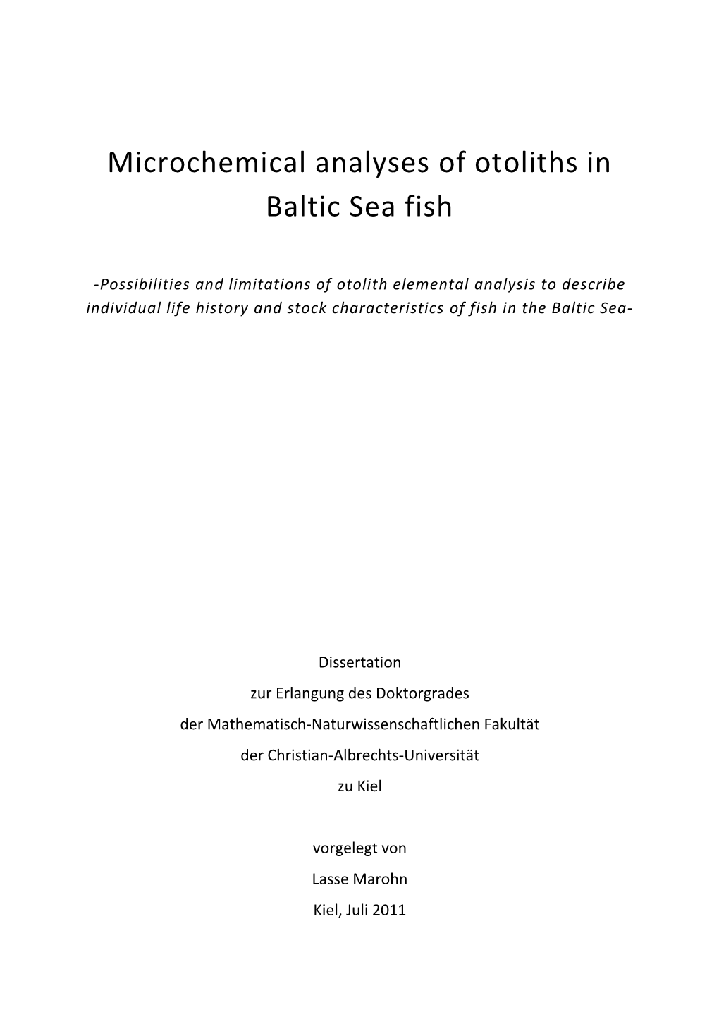 Microchemical Analyses of Otoliths in Baltic Sea Fish