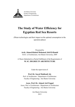 The Study of Water Efficiency for Egyptian Red Sea Resorts