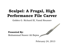 Scalpel: a Frugal, High Performance File Carver Golden G