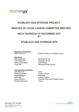 Stublach Gas Storage Project Minutes