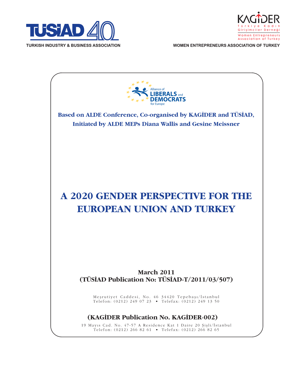 A 2020 Gender Perspective for the European Union and Turkey