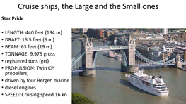 Cruise Ships, the Large and the Small Ones Star Pride