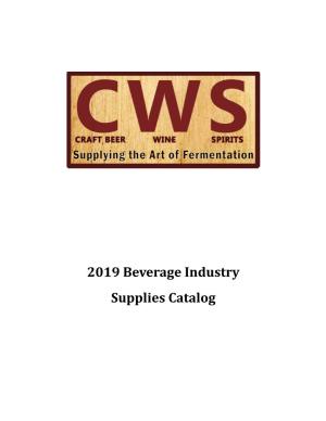 2019 Beverage Industry Supplies Catalog Table of Contents