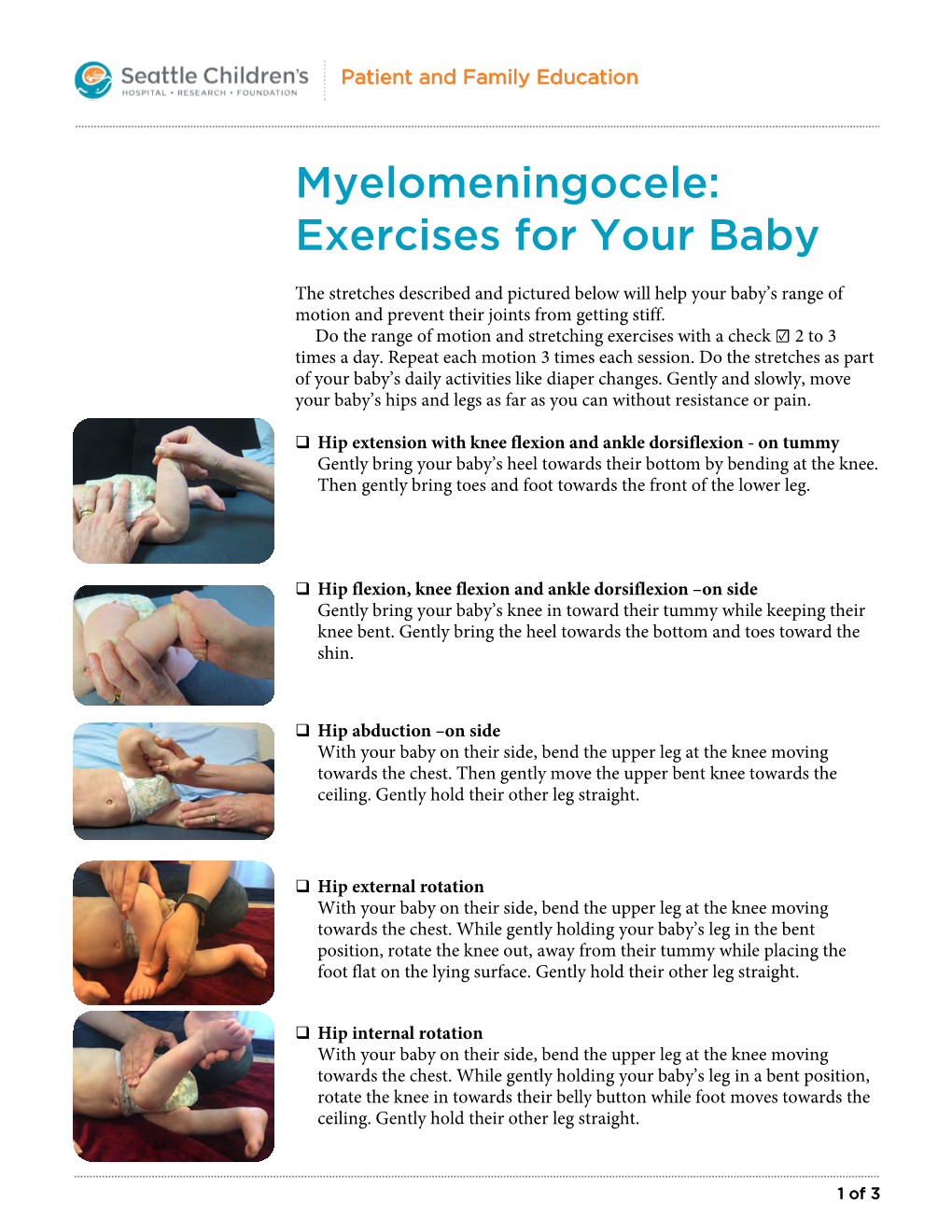 PE2914 Myelomeningocele: Exercises for Your Baby