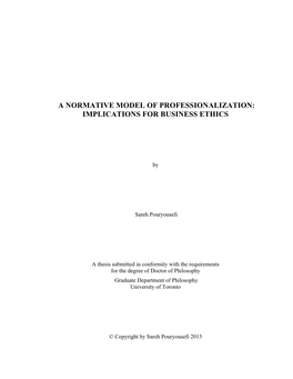 A Normative Model of Professionalization: Implications for Business Ethics