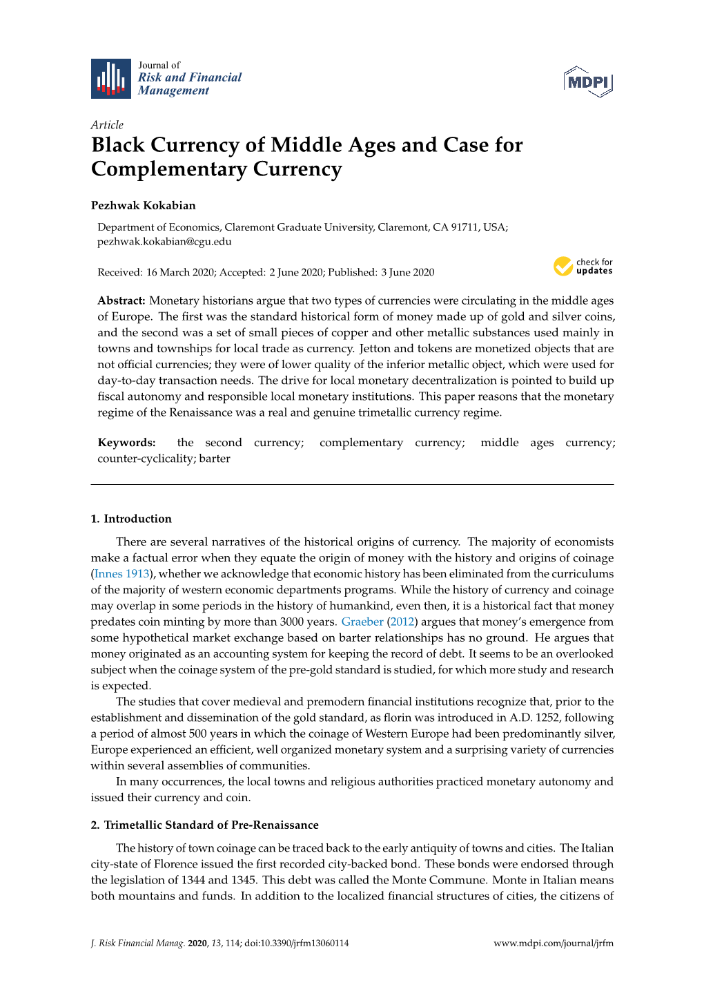 Black Currency of Middle Ages and Case for Complementary Currency