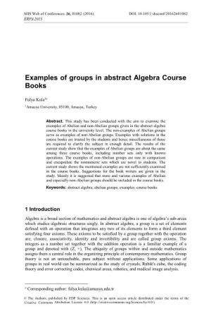 Examples of Groups in Abstract Algebra Course Books