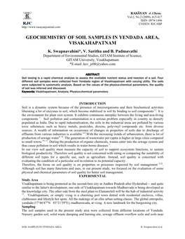 Geochemistry of Soil Samples in Yendada Area, Visakahapatnam