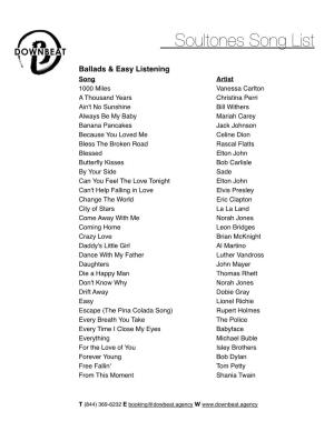 Soultones Song List 2020