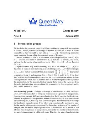 MTH714U Group Theory 2 Permutation Groups