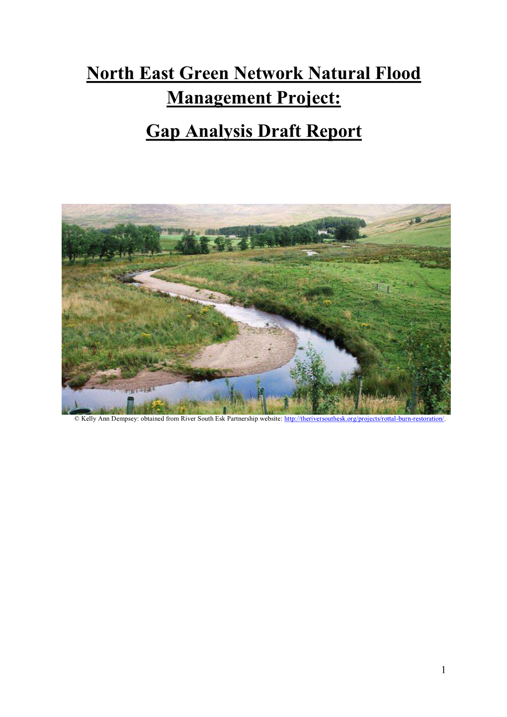 North East Green Network Natural Flood Management Project: Gap Analysis Draft Report