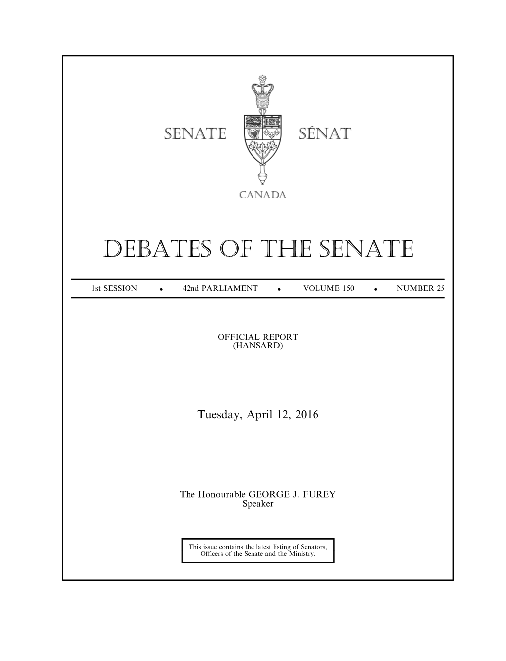 Debates of the Senate