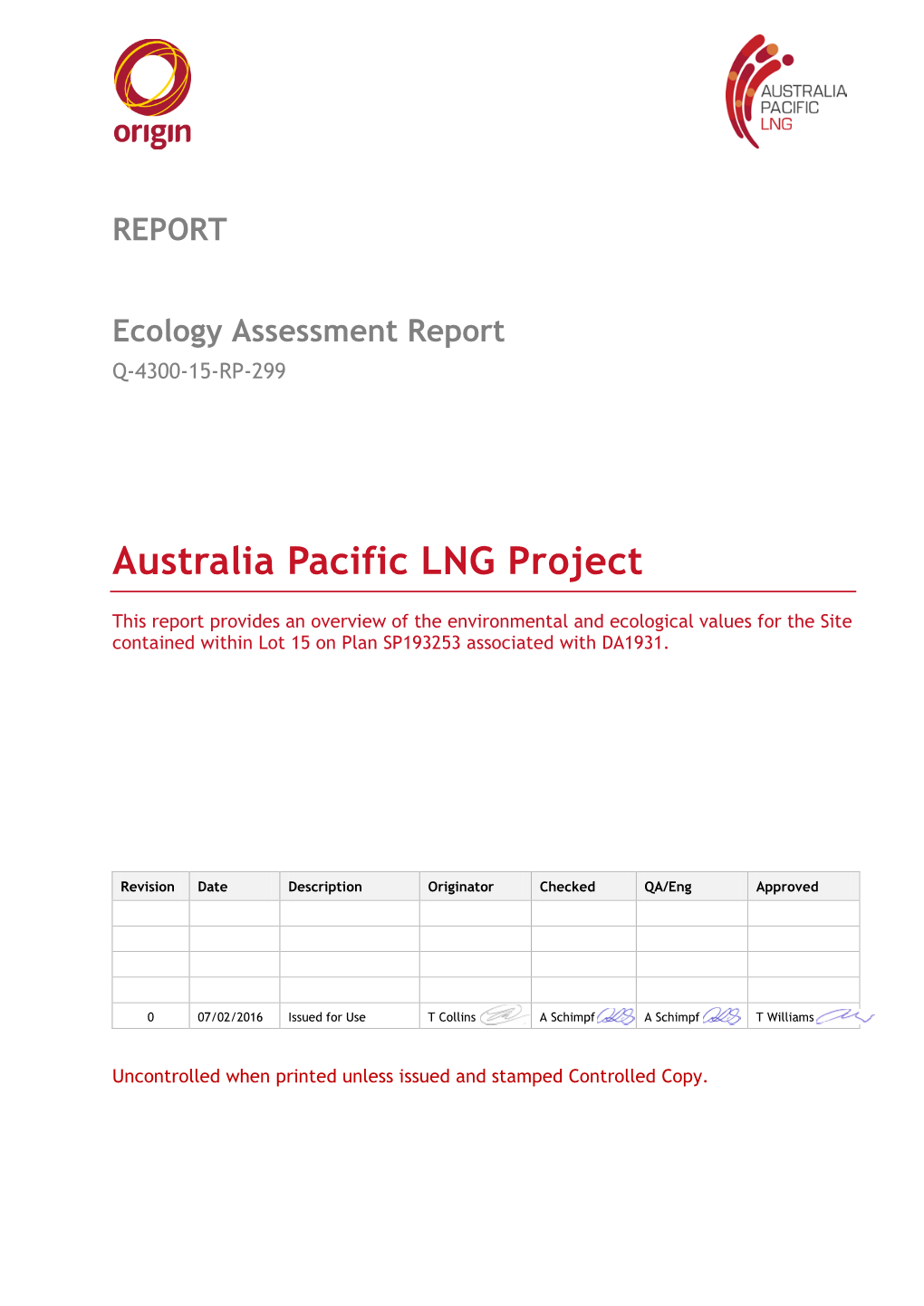 Ecology Assessment Report Template