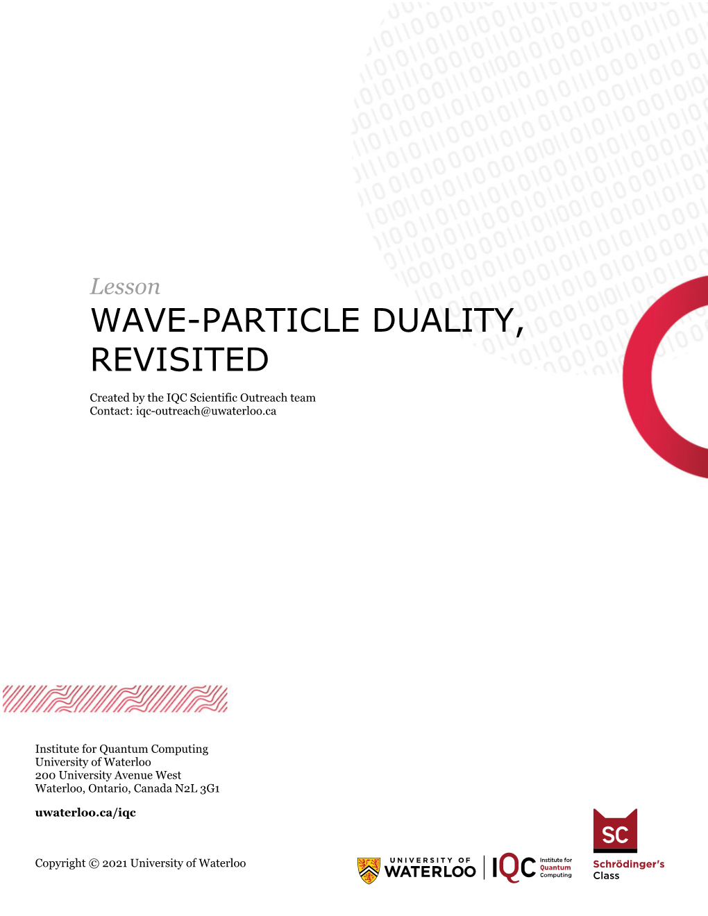 Wave-Particle Duality, Revisited