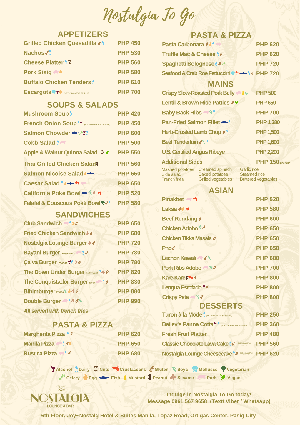 A3 Ala Carte + to Go Menu