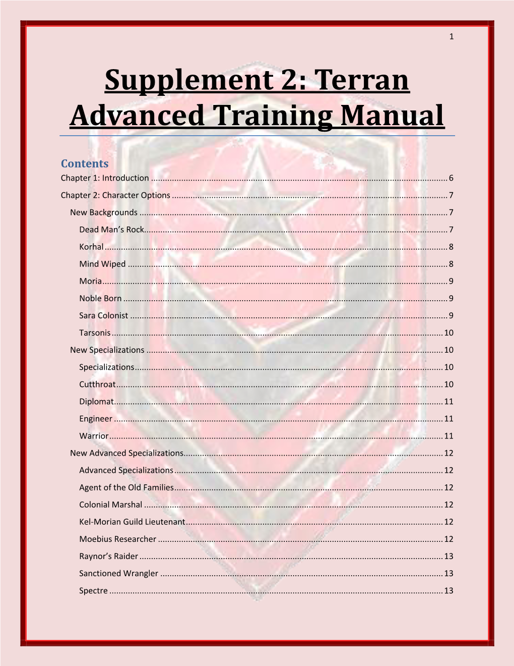 Supplement 2: Terran Advanced Training Manual