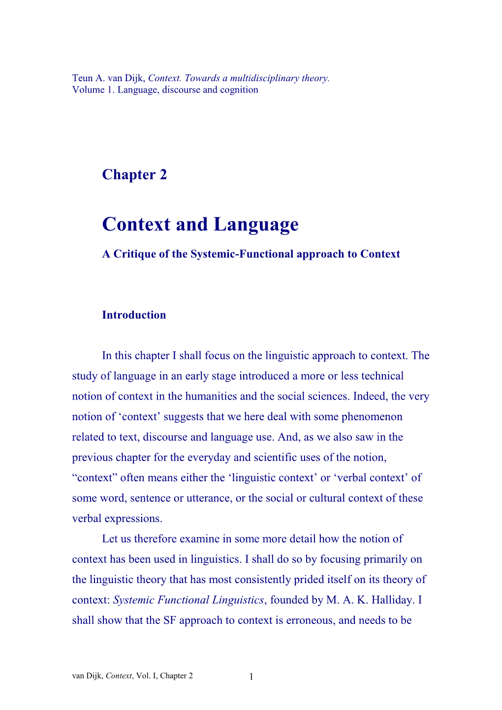 Context and Language