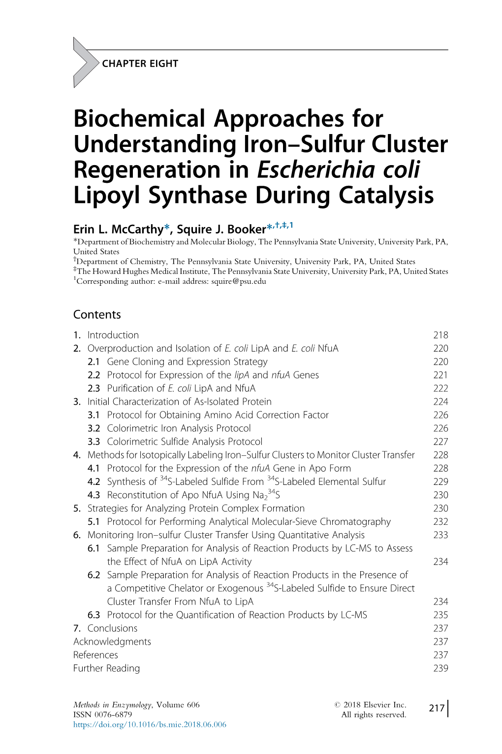 Biochemical Approaches for Understanding Iron-Sulfur Cluster
