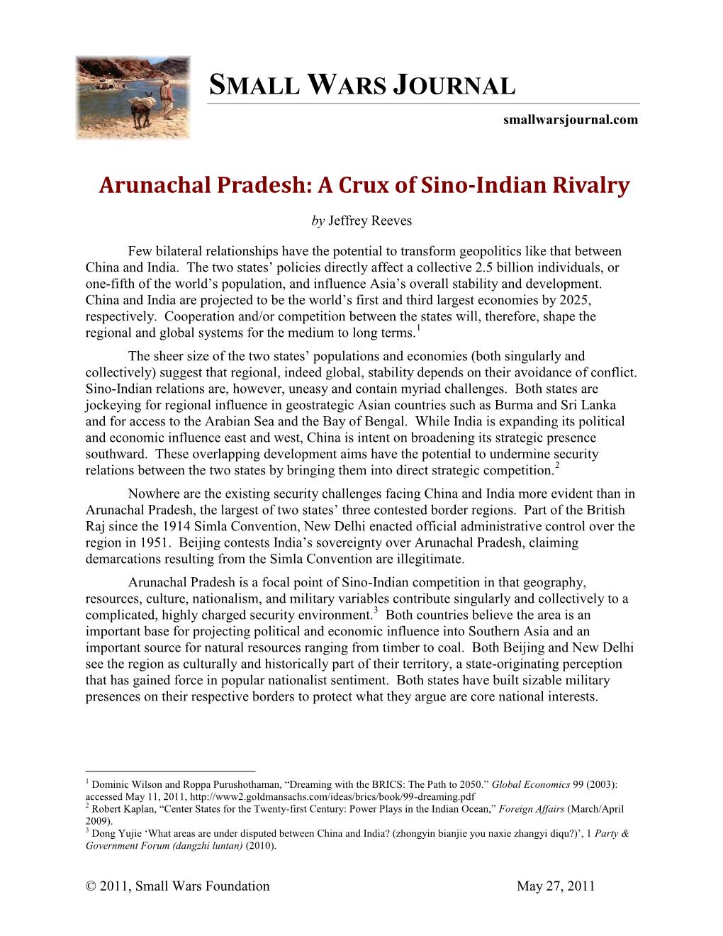 Arunachal Pradesh: a Crux of Sino-Indian Rivalry