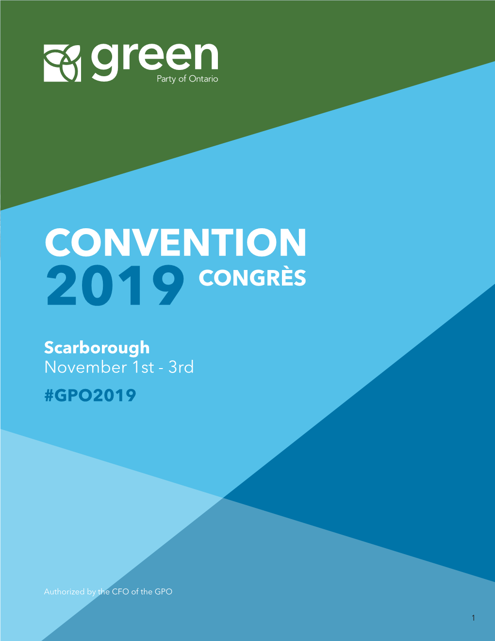CONVENTION 2019 CONGRÈS Scarborough November 1St - 3Rd #GPO2019
