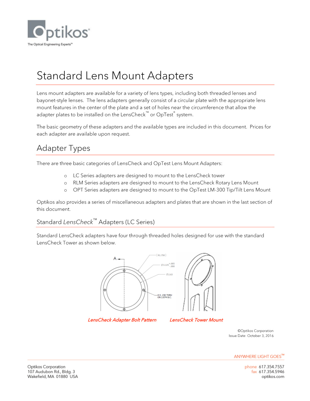 Standard Lens Mount Adapters