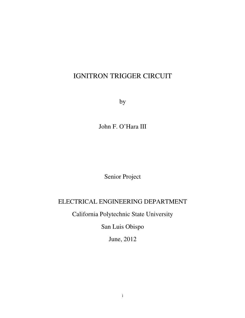 Ignitron Trigger Circuit