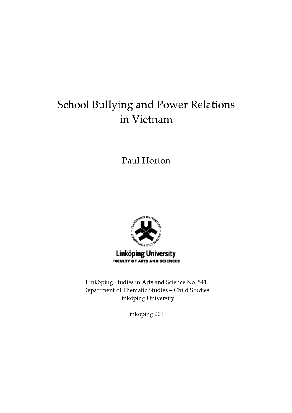 School Bullying and Power Relations in Vietnam