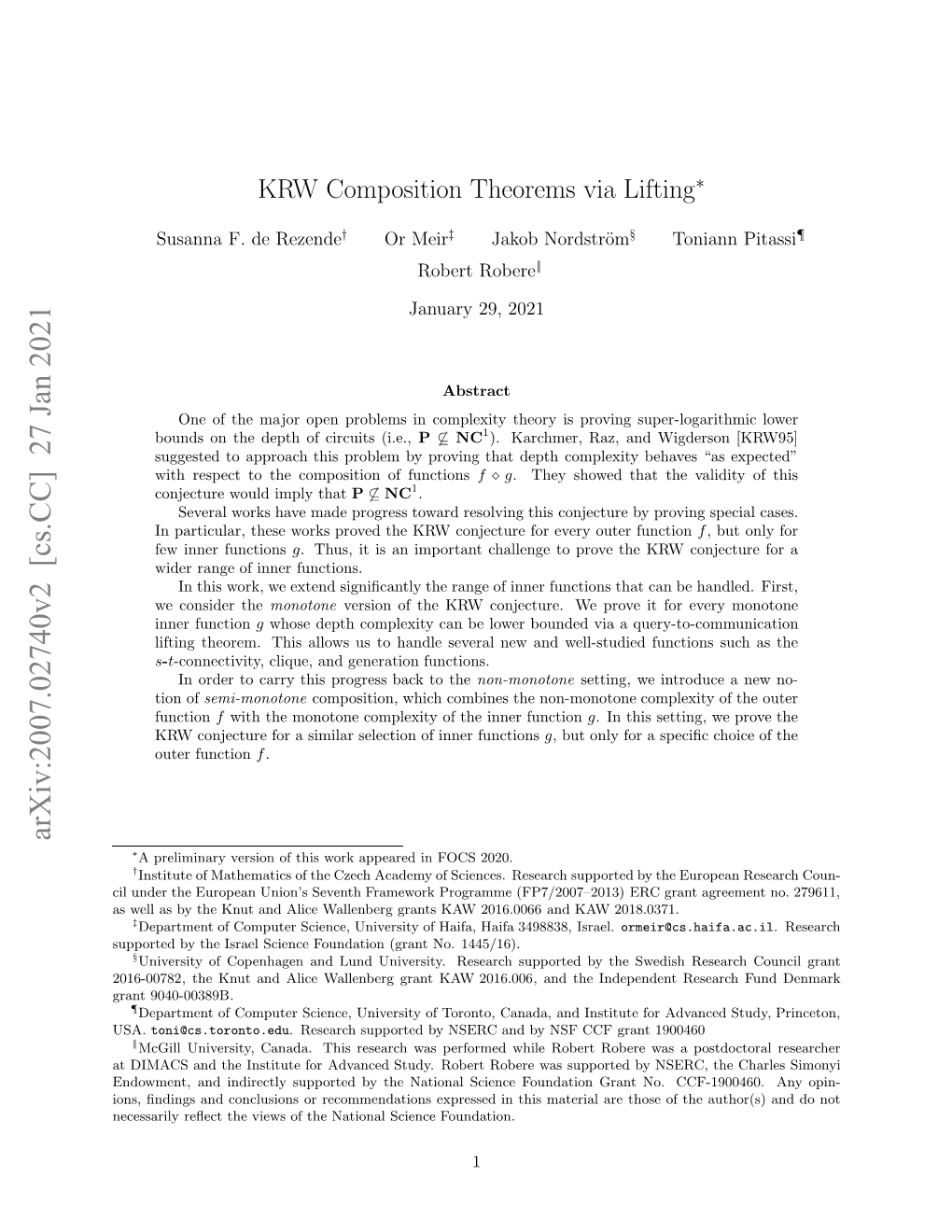 KRW Composition Theorems Via Lifting