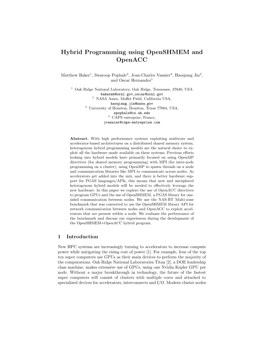 Hybrid Programming Using Openshmem and Openacc