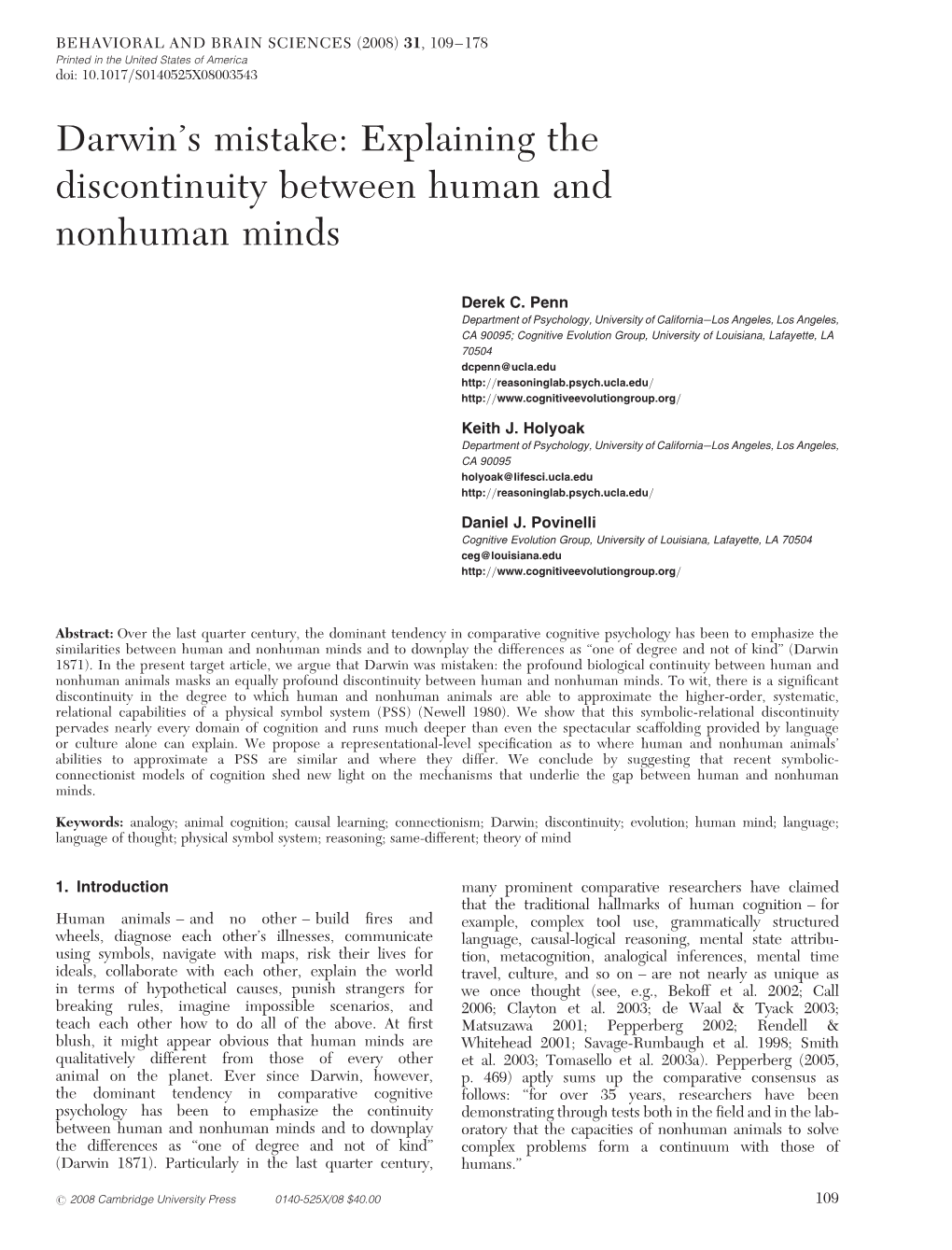 Explaining the Discontinuity Between Human and Nonhuman Minds